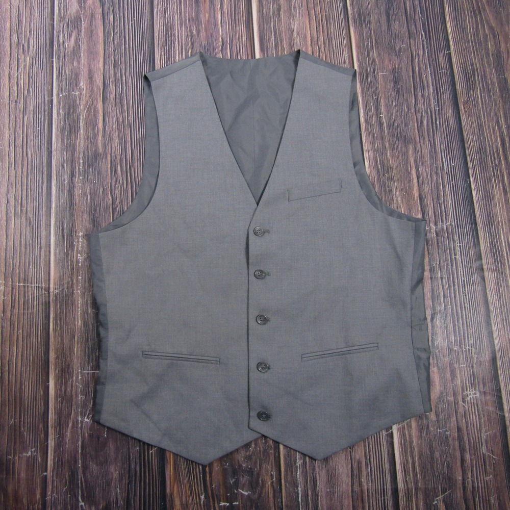 Suit Vest Harry 2B Mens 40 Gray Polyester 3 Piece Slim Belted Formal‎ Waistcoat